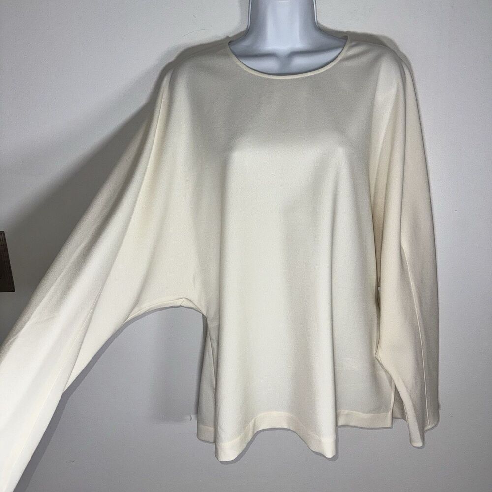 COS Dolman Sleeve Top Cream Wool Blend Batwing Stretch NWT Women Size 14